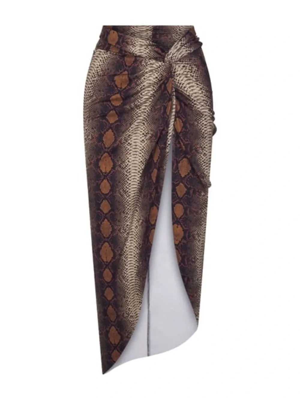 SKIMS Brown Snake-Print Swimsuit Coverup Skirt